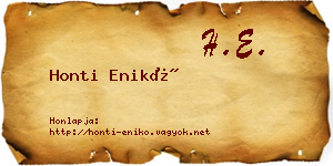 Honti Enikő névjegykártya